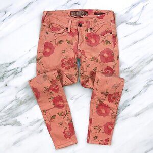 Lucky Brand Legend Skinny Jeans Size 2/26 Pink Floral Low Rise 7W11612